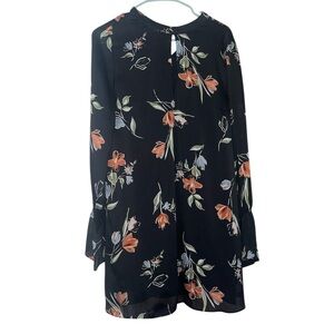 Atmosphere Black Dress with Floral Design Bell Sleeves